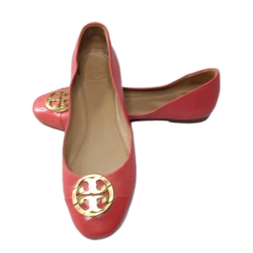 Tory Burch Chelsea Orange Leather Flats Women's Shoes Size 6.5 M